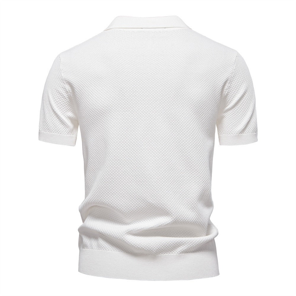 Herren-Poloshirt mit Ananas-Strickstruktur – 2025 Sommer-Kurzarmshirt mit entspannter Passform | PSD8025