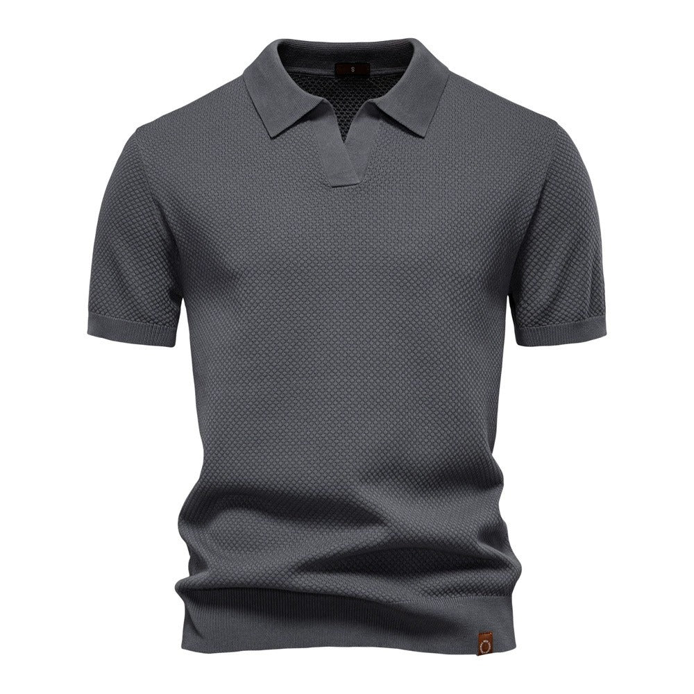 Herren-Poloshirt mit Ananas-Strickstruktur – 2025 Sommer-Kurzarmshirt mit entspannter Passform | PSD8025