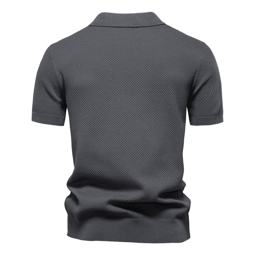 Herren-Poloshirt mit Ananas-Strickstruktur – 2025 Sommer-Kurzarmshirt mit entspannter Passform | PSD8025