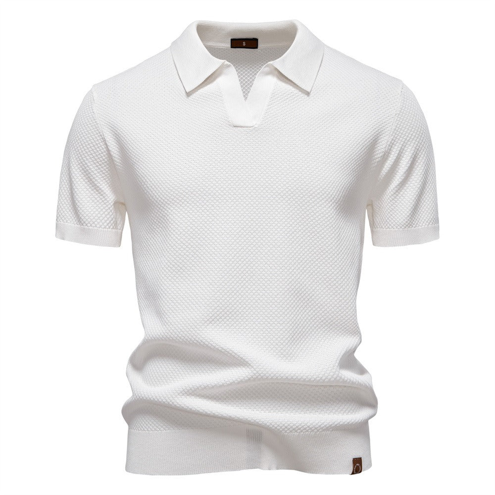 Herren-Poloshirt mit Ananas-Strickstruktur – 2025 Sommer-Kurzarmshirt mit entspannter Passform | PSD8025