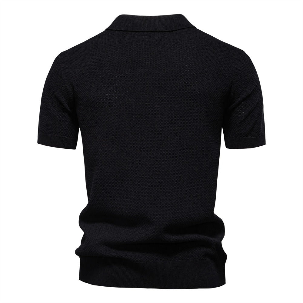 Herren-Poloshirt mit Ananas-Strickstruktur – 2025 Sommer-Kurzarmshirt mit entspannter Passform | PSD8025