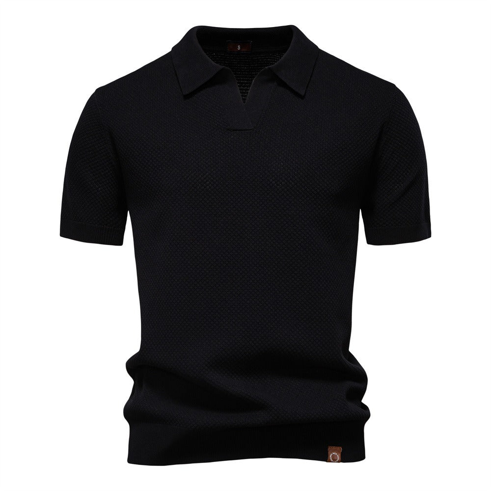 Herren-Poloshirt mit Ananas-Strickstruktur – 2025 Sommer-Kurzarmshirt mit entspannter Passform | PSD8025