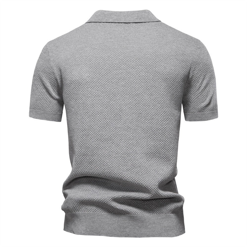 Herren-Poloshirt mit Ananas-Strickstruktur – 2025 Sommer-Kurzarmshirt mit entspannter Passform | PSD8025