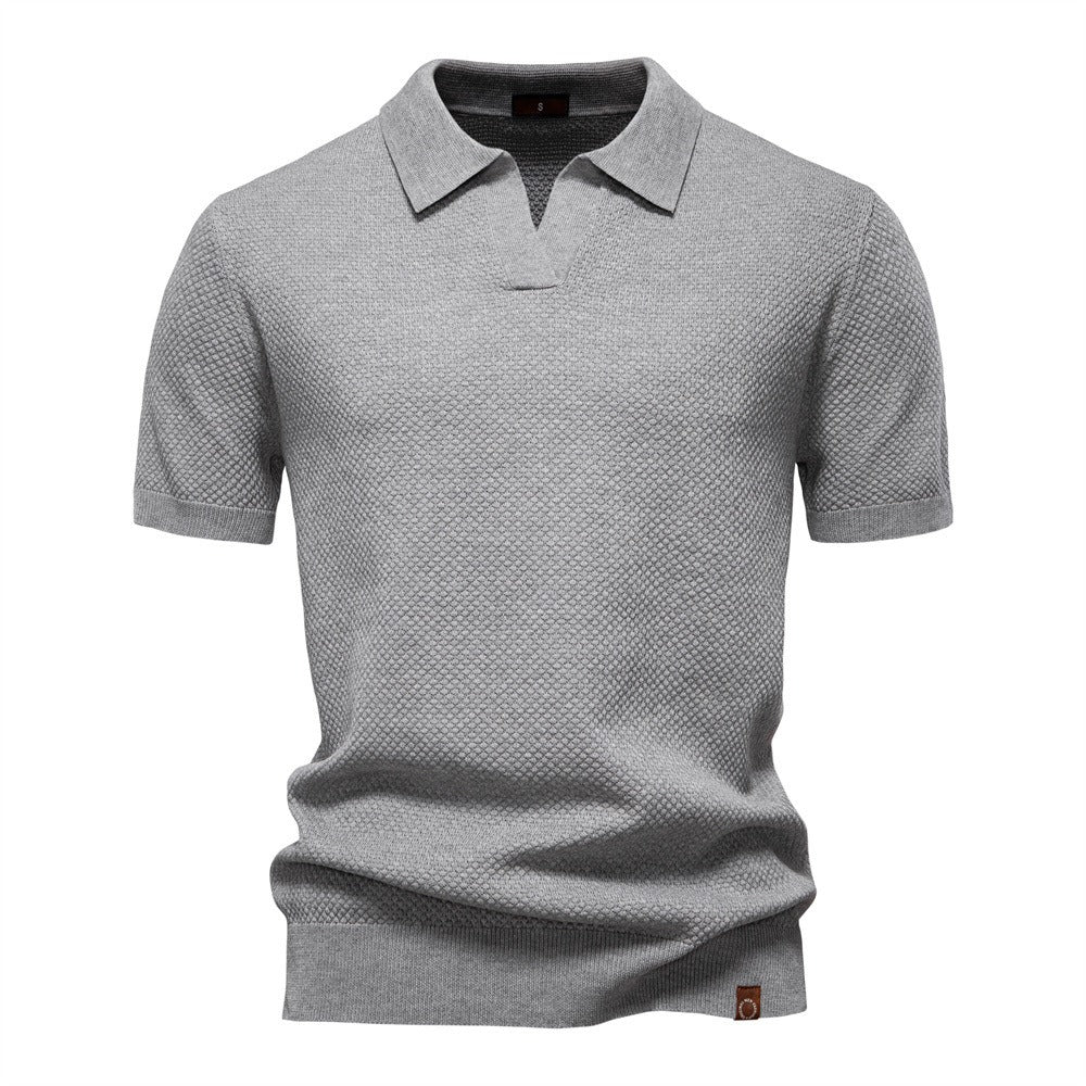 Herren-Poloshirt mit Ananas-Strickstruktur – 2025 Sommer-Kurzarmshirt mit entspannter Passform | PSD8025