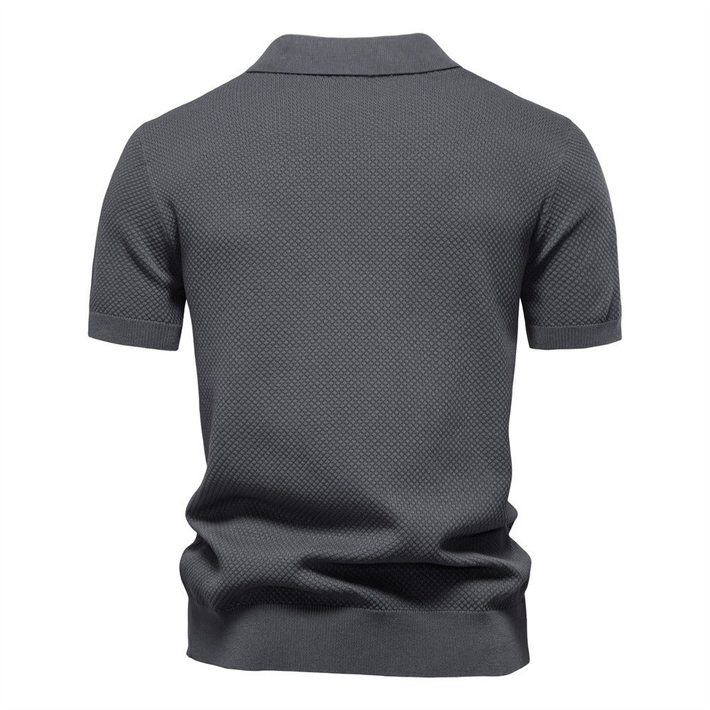Herren-Poloshirt mit Ananas-Strickstruktur – 2025 Sommer-Kurzarmshirt mit entspannter Passform | PSD8025