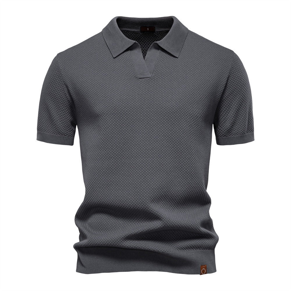 Herren-Poloshirt mit Ananas-Strickstruktur – 2025 Sommer-Kurzarmshirt mit entspannter Passform | PSD8025