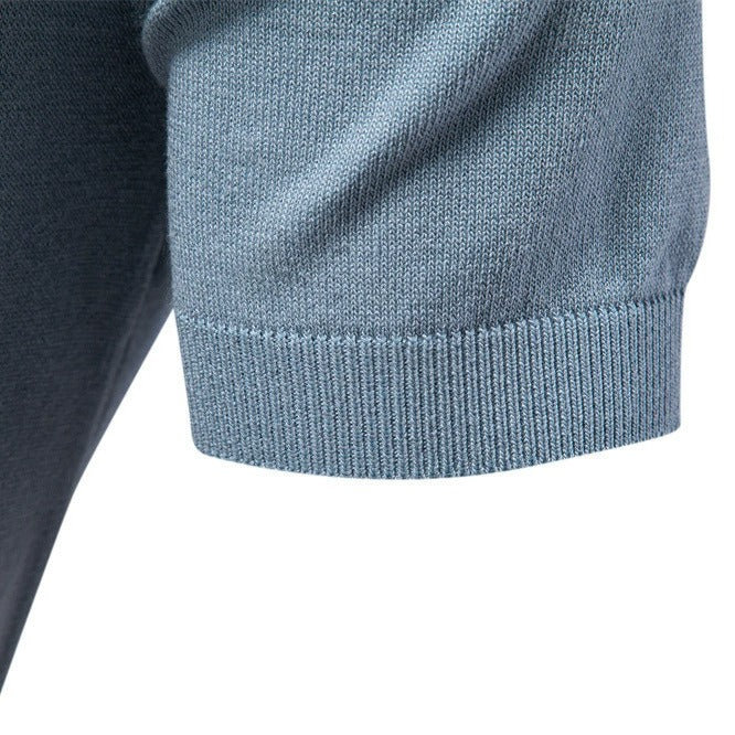 Zweifarbiges Strick-Poloshirt für Herren – 2025 Sommer Slim-Fit Business Casual Top | PSD8041
