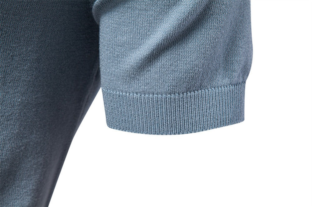 Zweifarbiges Strick-Poloshirt für Herren – 2025 Sommer Slim-Fit Business Casual Top | PSD8041
