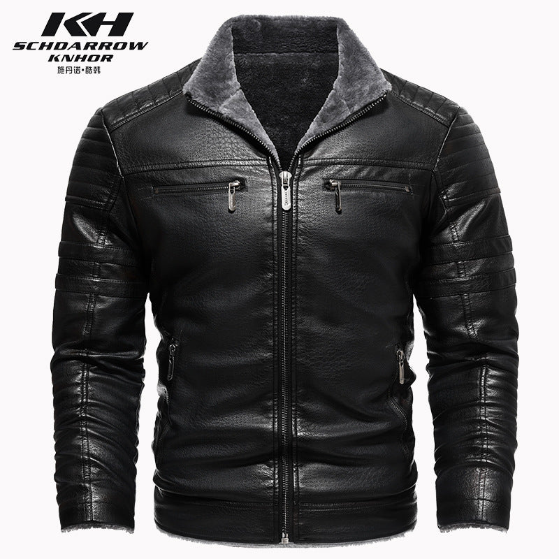 Winterlederjacke aus Europa und den USA, verdicktes Kunstpelz, Plüsch, Wärme, Retro-Simulation, Lederstrukturjacke | KH-209