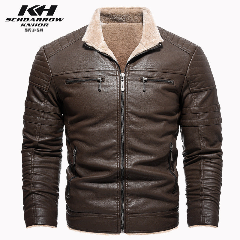 Winterlederjacke aus Europa und den USA, verdicktes Kunstpelz, Plüsch, Wärme, Retro-Simulation, Lederstrukturjacke | KH-209