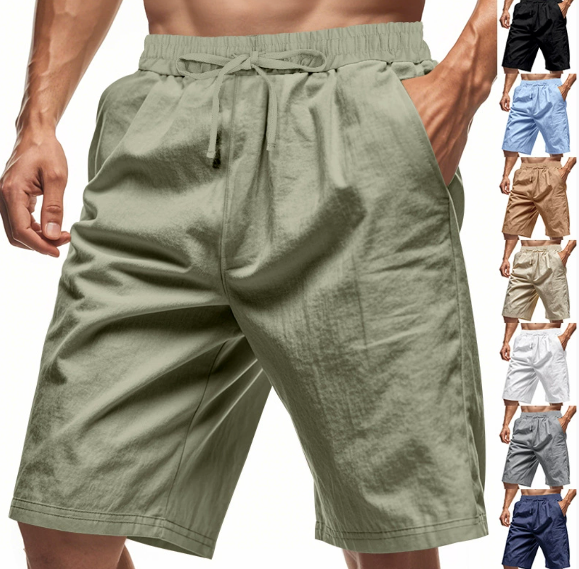 Leichte Strandshorts aus Leinenmischung für Herren – Relaxed Fit 5-Zoll-Freizeitshorts | WW-2