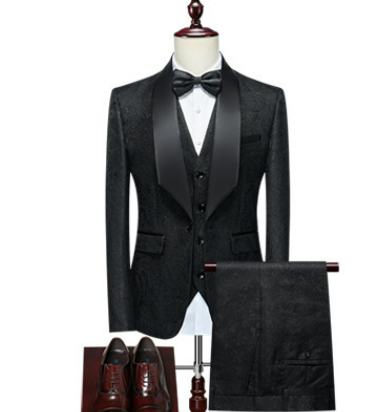 Herren 3-teiliges Smoking-Set mit Blumenmuster, hochwertige Blazerweste und Hose, 3-teiliges Set für Hochzeiten, Partys und festliche Anlässe | 802