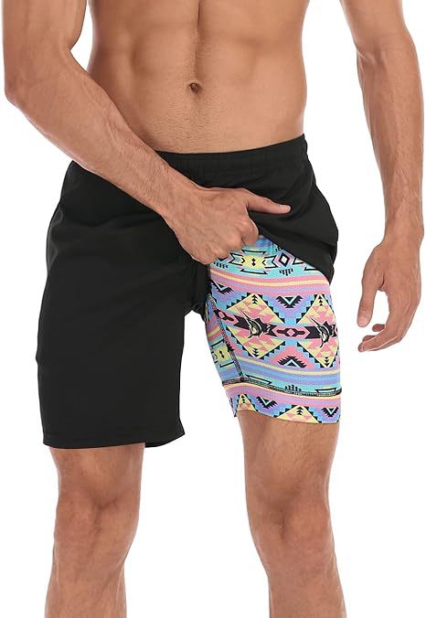 Sommer-Strandshorts mit 3D-Druck für Herren, doppellagig, schnelltrocknend, atmungsaktiv, auffällige Designs | SCDK-QK