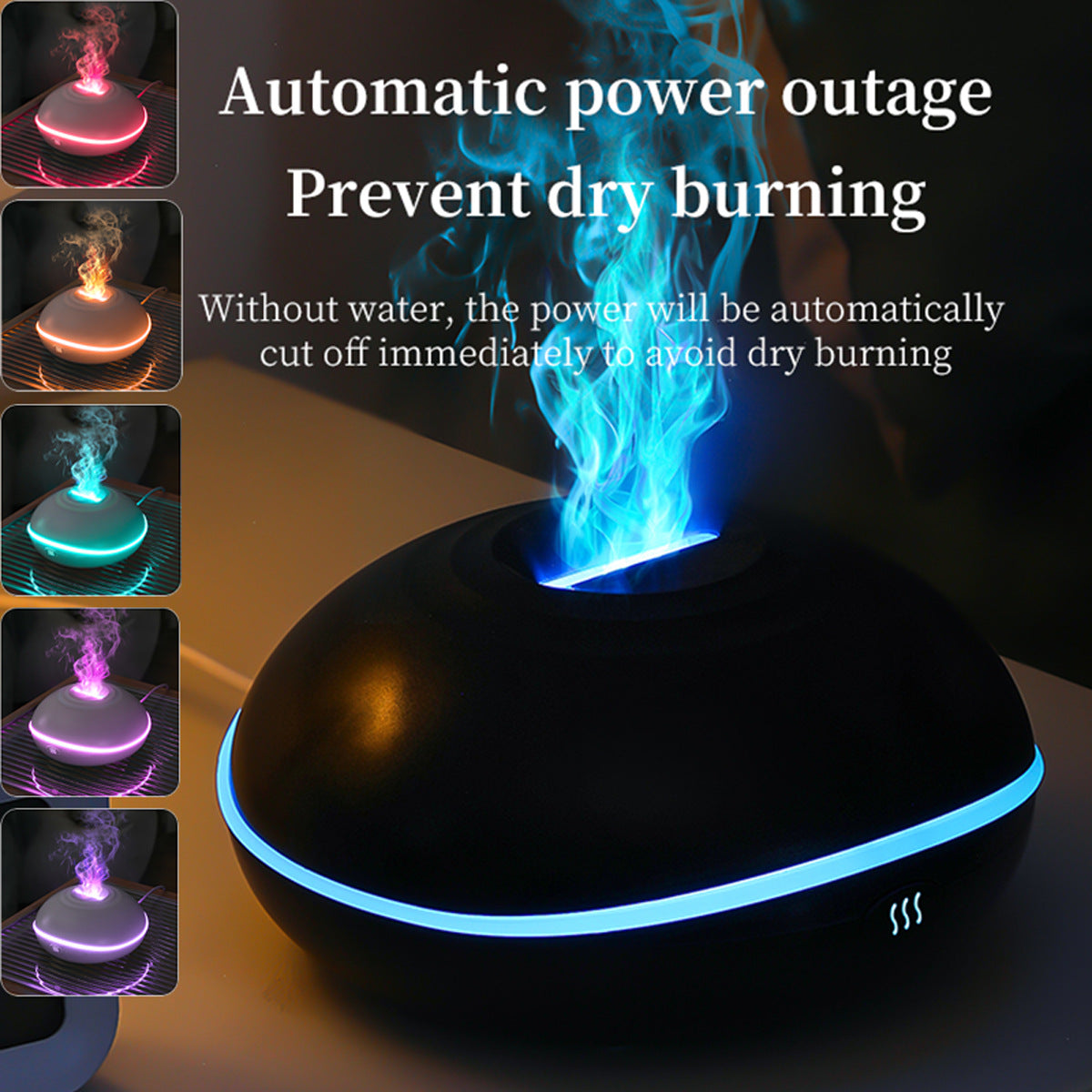 Aromatherapie-Diffusor mit realistischem Flammeneffekt – 7-farbiger LED-Luftbefeuchter mit USB-Stromversorgung für Zuhause, Büro und Schlafzimmer | SD13