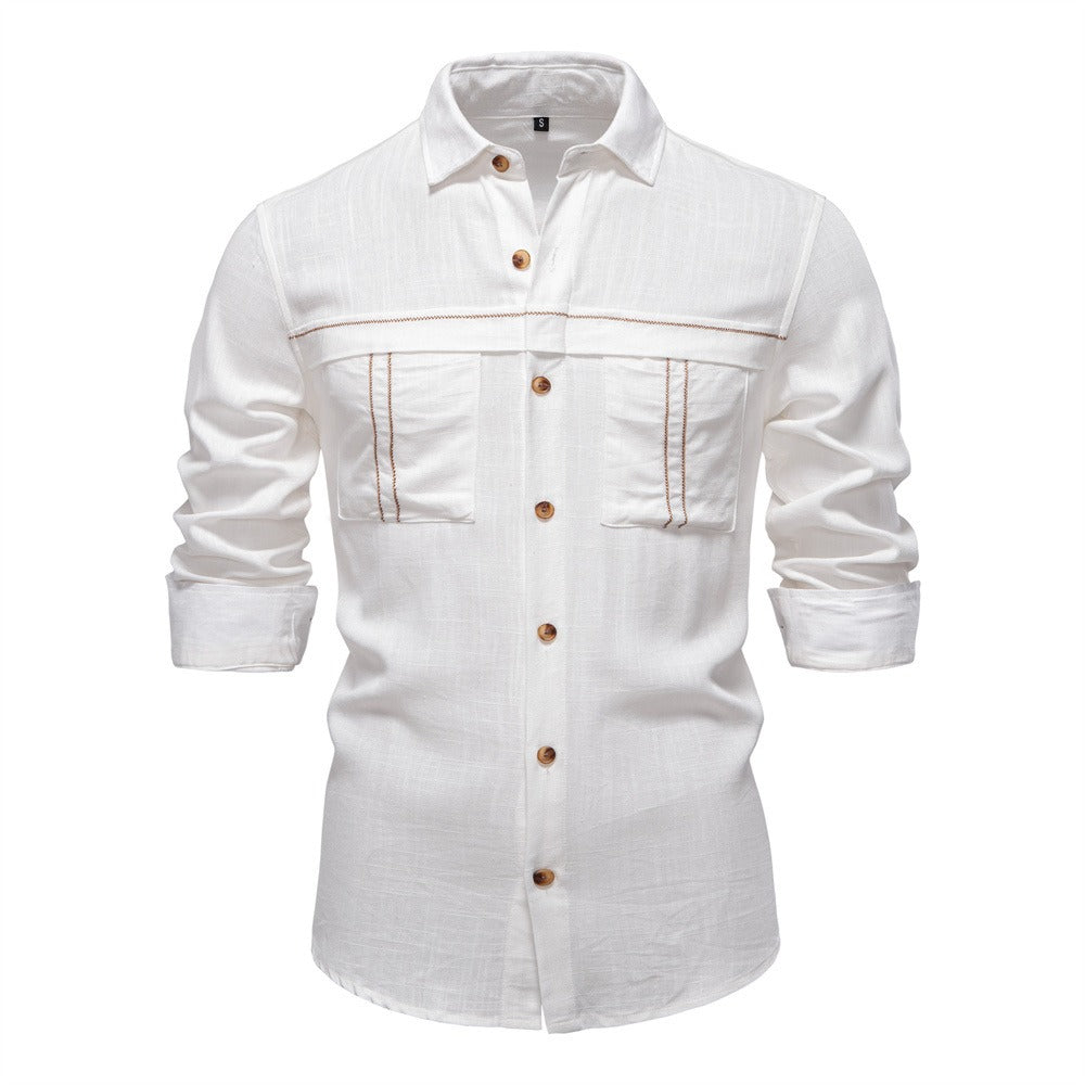Herrenhemd aus Leinenmischung - 2025 Frühling Slim-Fit Casual Top | SH2025