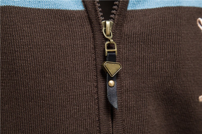 Herren-Strickjacke aus weicher Baumwolle mit Reißverschluss, Urban Slim Fit, Stehkragen, Pullover, Qualitätsoberteil | SW188