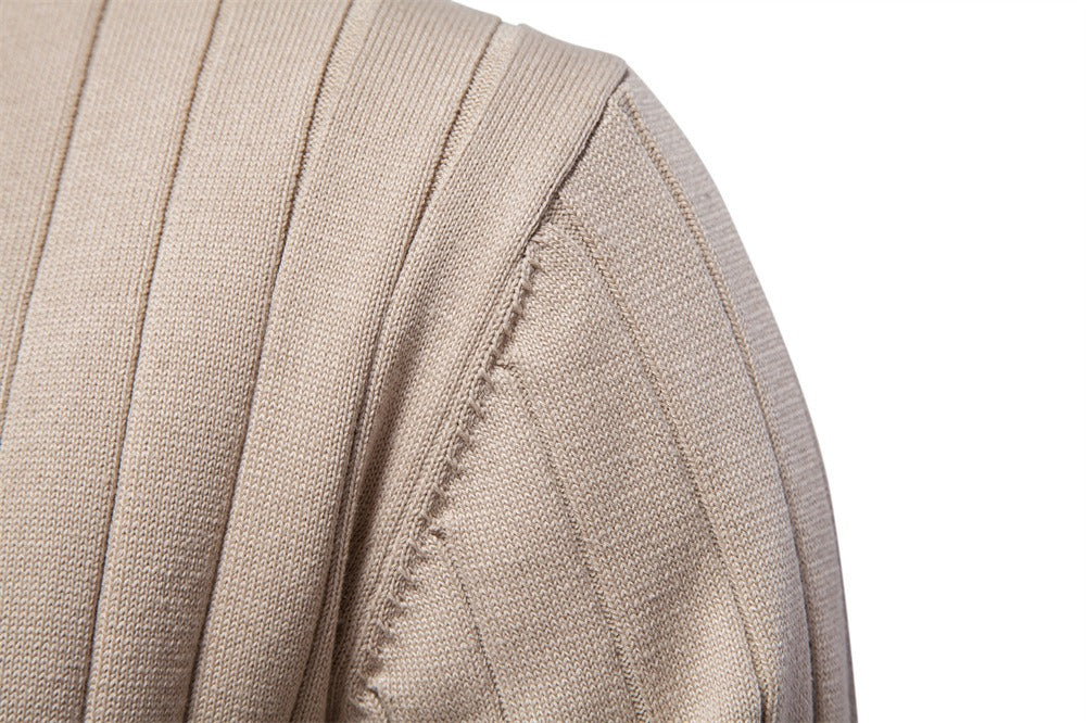 Herren-Strickjacke mit V-Ausschnitt und Farbbesatz – Lässiger, locker sitzender Pullover mit Knöpfen für den Herbst | SW199