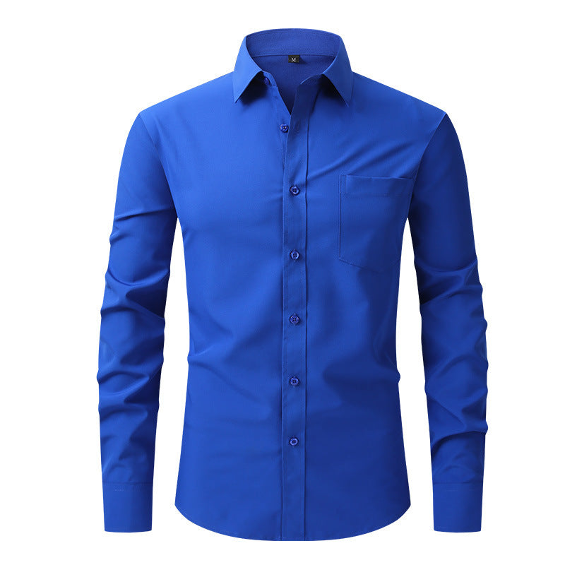 Herren Elastizität Formelles Hemd Langarm Hochzeit Slim Fit Bügelfreie Hemden Top | W7