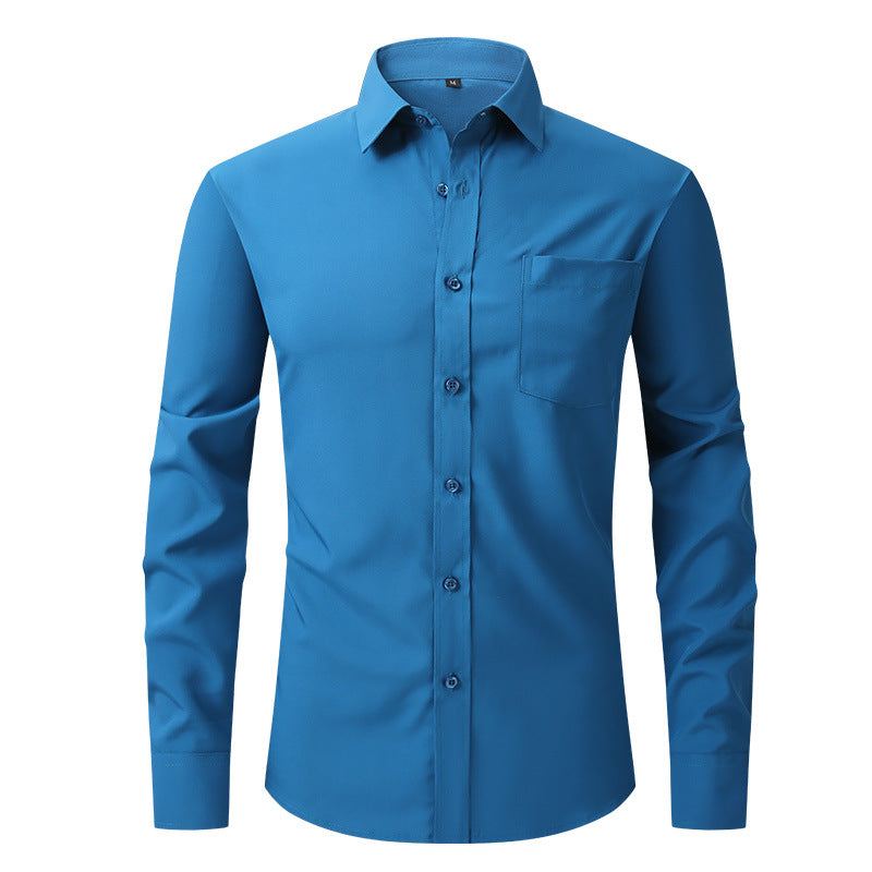 Herren Elastizität Formelles Hemd Langarm Hochzeit Slim Fit Bügelfreie Hemden Top | W7