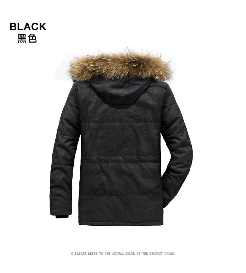 Herren-Baumwolljacke mit Kapuze, dickes Fleecefutter, schmaler Mantel, Parkas, warm, lässig | 7176