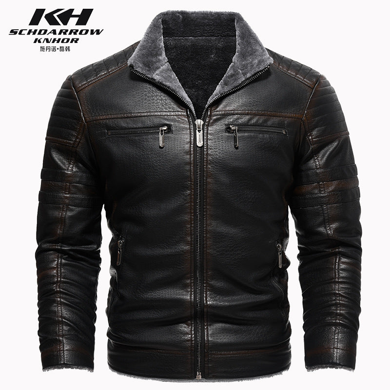 Winterlederjacke aus Europa und den USA, verdicktes Kunstpelz, Plüsch, Wärme, Retro-Simulation, Lederstrukturjacke | KH-209