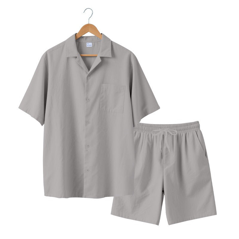 Premium-Strandset mit Tonnenkragen für Herren – Sommer-Kombination aus Hemd und Shorts mit entspannter Passform | YH-23100