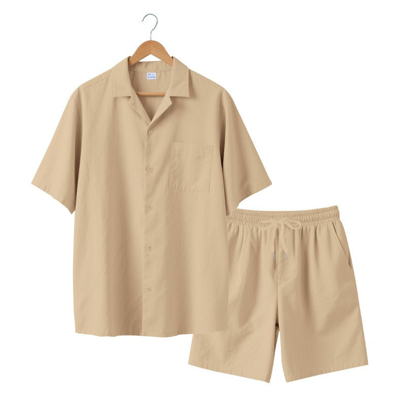 Premium-Strandset mit Tonnenkragen für Herren – Sommer-Kombination aus Hemd und Shorts mit entspannter Passform | YH-23100