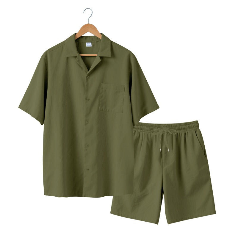 Premium-Strandset mit Tonnenkragen für Herren – Sommer-Kombination aus Hemd und Shorts mit entspannter Passform | YH-23100