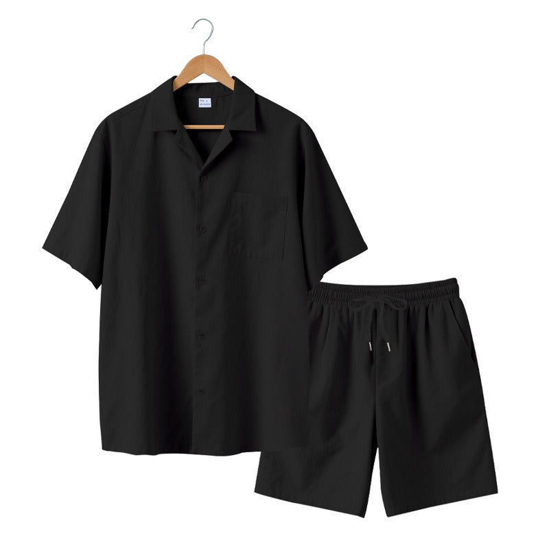 Premium-Strandset mit Tonnenkragen für Herren – Sommer-Kombination aus Hemd und Shorts mit entspannter Passform | YH-23100