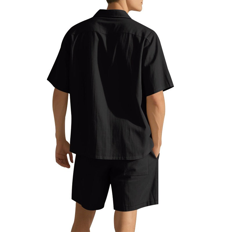 Premium-Strandset mit Tonnenkragen für Herren – Sommer-Kombination aus Hemd und Shorts mit entspannter Passform | YH-23100