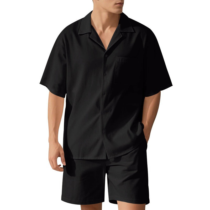 Premium-Strandset mit Tonnenkragen für Herren – Sommer-Kombination aus Hemd und Shorts mit entspannter Passform | YH-23100