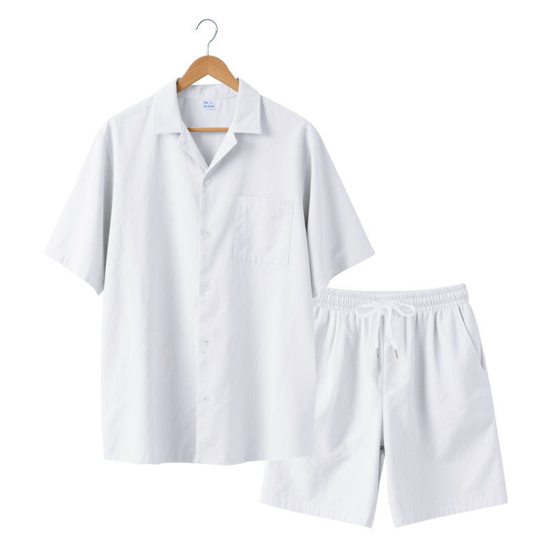 Premium-Strandset mit Tonnenkragen für Herren – Sommer-Kombination aus Hemd und Shorts mit entspannter Passform | YH-23100