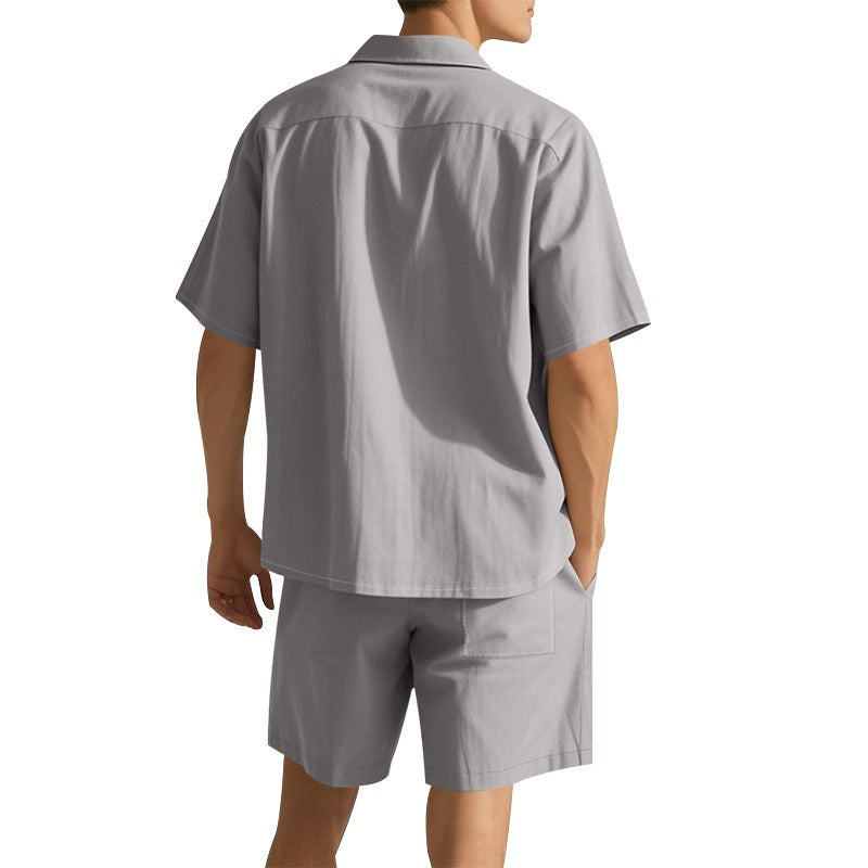 Premium-Strandset mit Tonnenkragen für Herren – Sommer-Kombination aus Hemd und Shorts mit entspannter Passform | YH-23100