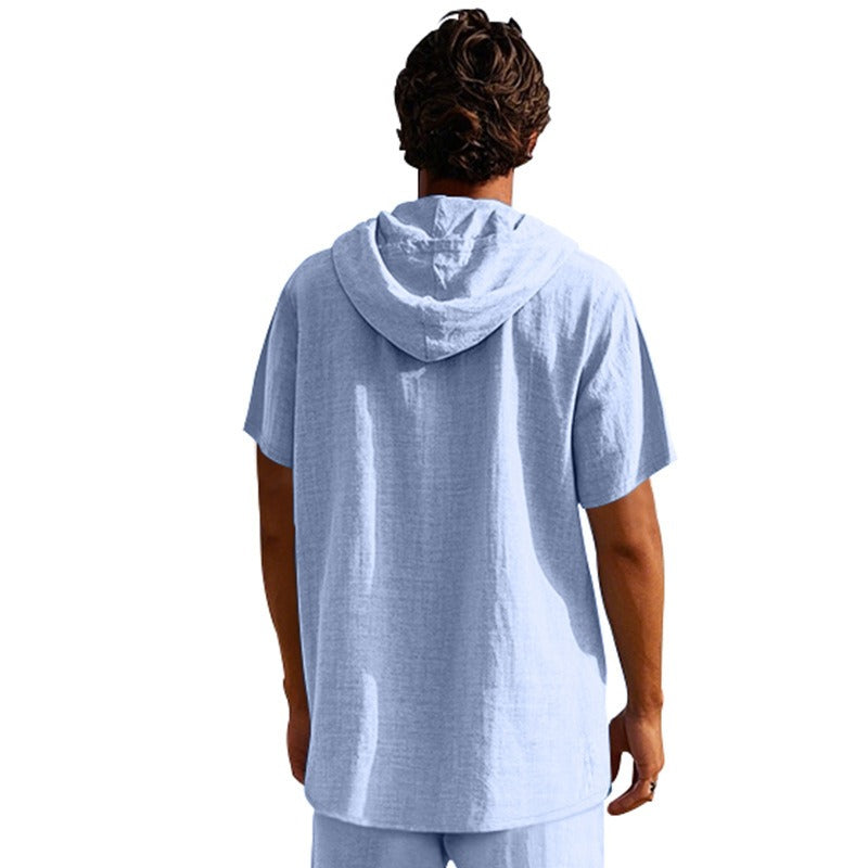 Lässiges Herren-Hoodie aus Leinen – Leicht, lässig & cool im Küstenstil | YH-CW15