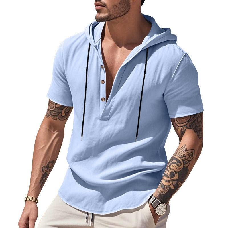 Lässiges Herren-Hoodie aus Leinen – Leicht, lässig & cool im Küstenstil | YH-CW15