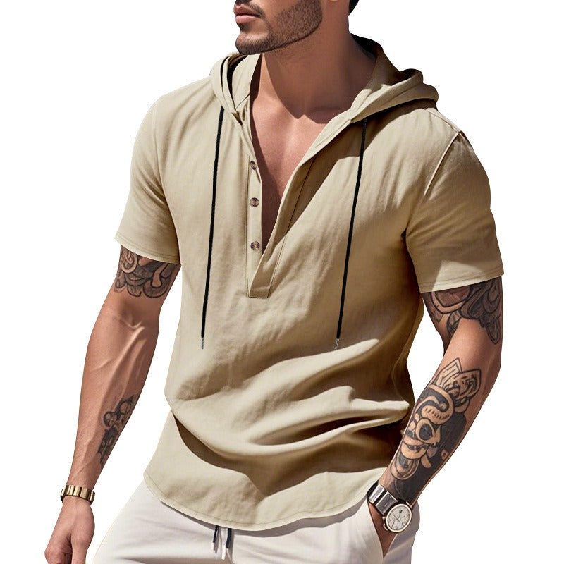 Lässiges Herren-Hoodie aus Leinen – Leicht, lässig & cool im Küstenstil | YH-CW15