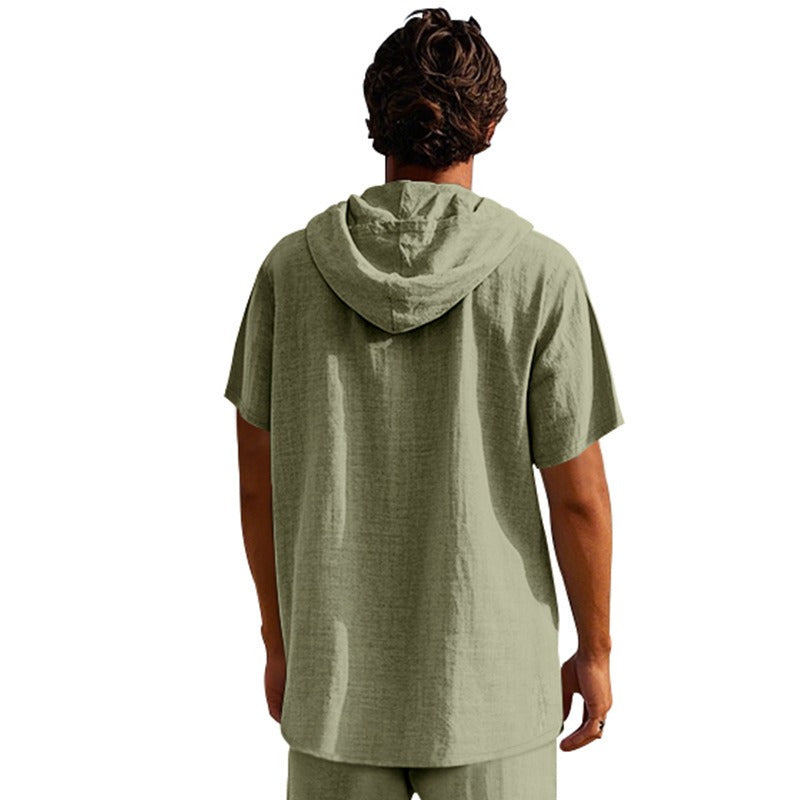 Lässiges Herren-Hoodie aus Leinen – Leicht, lässig & cool im Küstenstil | YH-CW15
