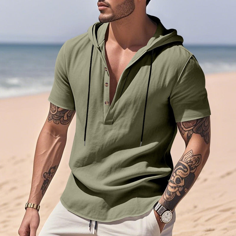 Lässiges Herren-Hoodie aus Leinen – Leicht, lässig & cool im Küstenstil | YH-CW15