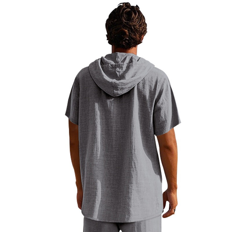 Lässiges Herren-Hoodie aus Leinen – Leicht, lässig & cool im Küstenstil | YH-CW15