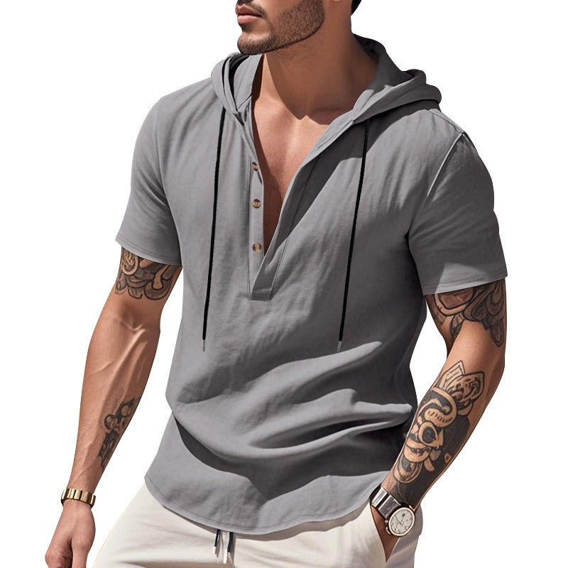 Lässiges Herren-Hoodie aus Leinen – Leicht, lässig & cool im Küstenstil | YH-CW15