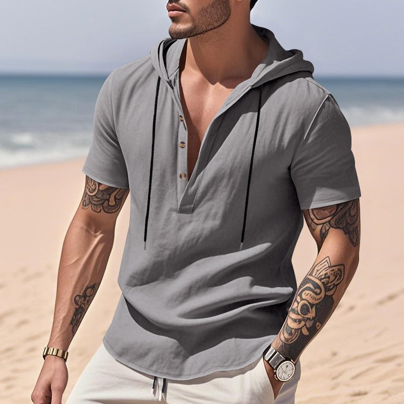 Lässiges Herren-Hoodie aus Leinen – Leicht, lässig & cool im Küstenstil | YH-CW15