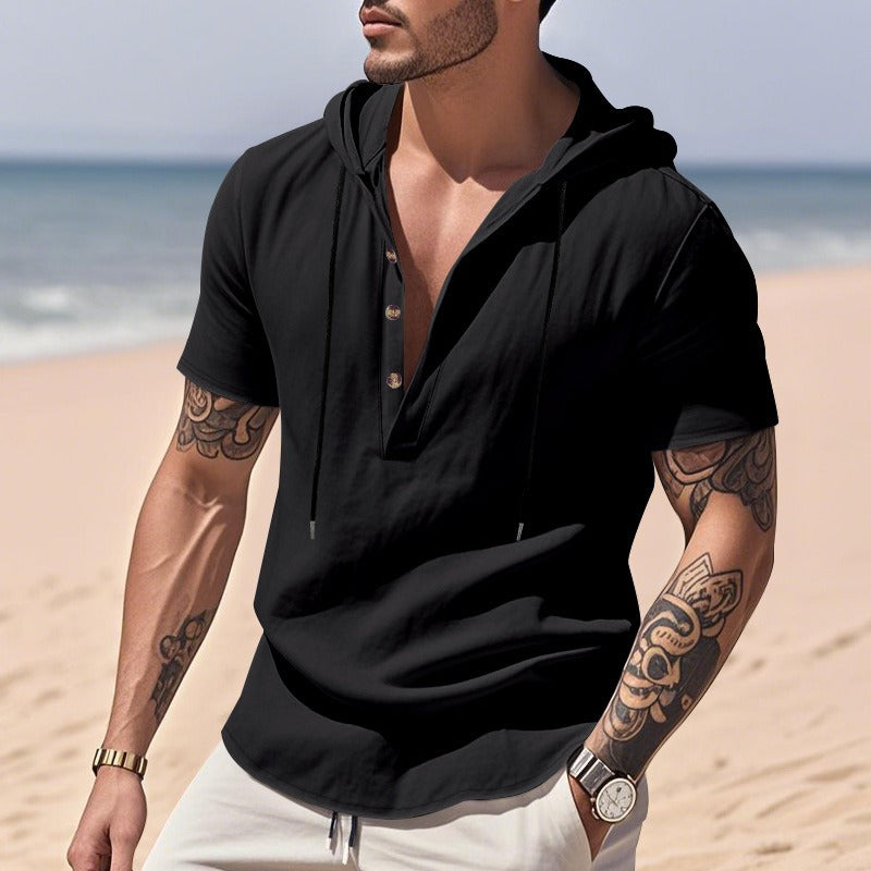 Lässiges Herren-Hoodie aus Leinen – Leicht, lässig & cool im Küstenstil | YH-CW15