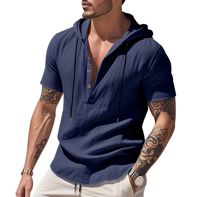 Lässiges Herren-Hoodie aus Leinen – Leicht, lässig & cool im Küstenstil | YH-CW15