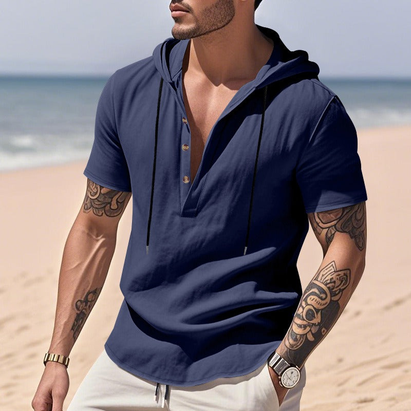 Lässiges Herren-Hoodie aus Leinen – Leicht, lässig & cool im Küstenstil | YH-CW15