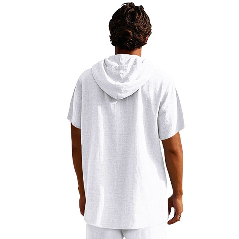 Lässiges Herren-Hoodie aus Leinen – Leicht, lässig & cool im Küstenstil | YH-CW15