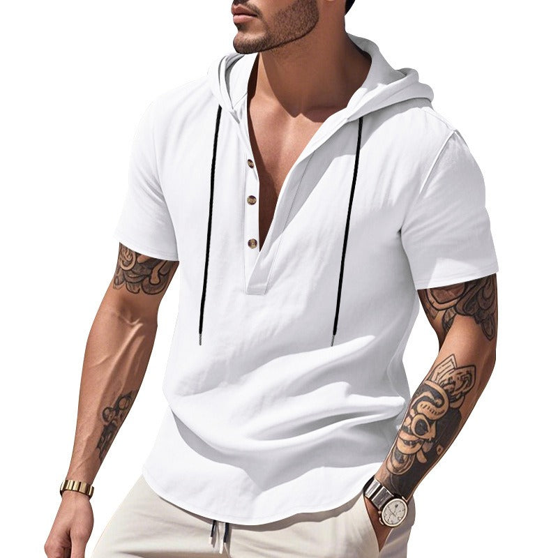 Lässiges Herren-Hoodie aus Leinen – Leicht, lässig & cool im Küstenstil | YH-CW15