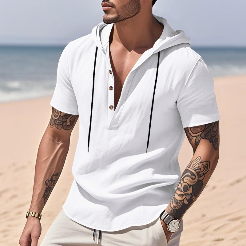 Lässiges Herren-Hoodie aus Leinen – Leicht, lässig & cool im Küstenstil | YH-CW15