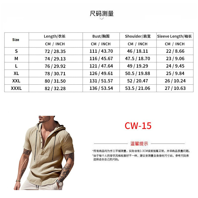 Lässiges Herren-Hoodie aus Leinen – Leicht, lässig & cool im Küstenstil | YH-CW15