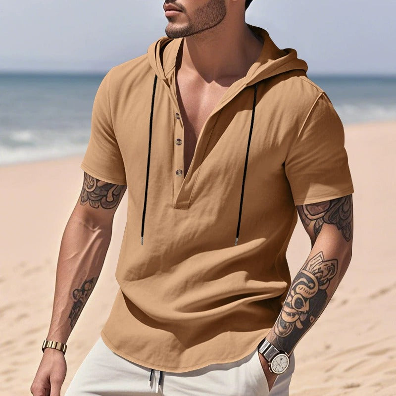Lässiges Herren-Hoodie aus Leinen – Leicht, lässig & cool im Küstenstil | YH-CW15
