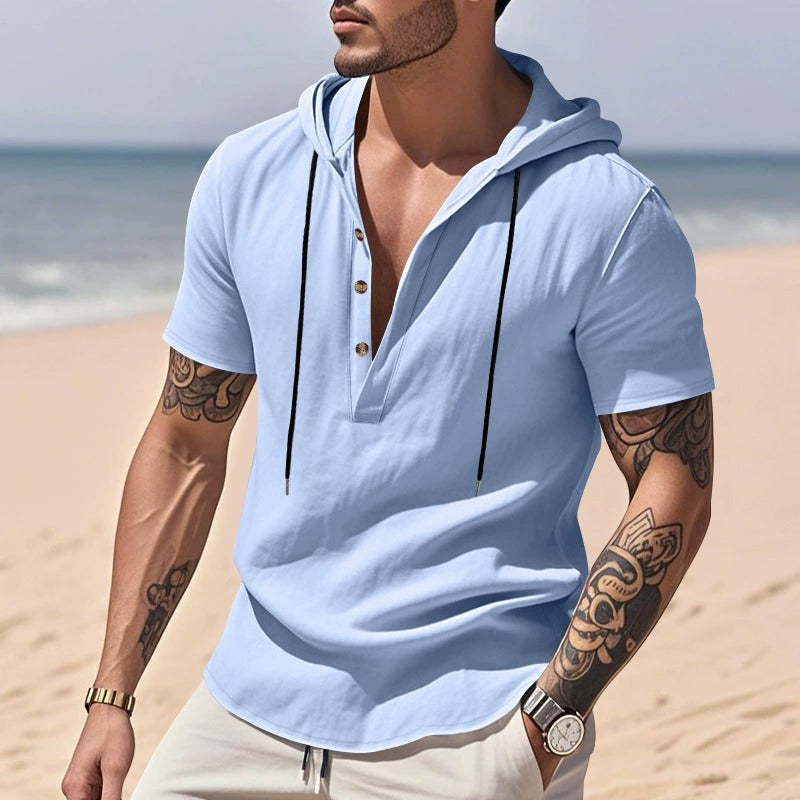 Lässiges Herren-Hoodie aus Leinen – Leicht, lässig & cool im Küstenstil | YH-CW15